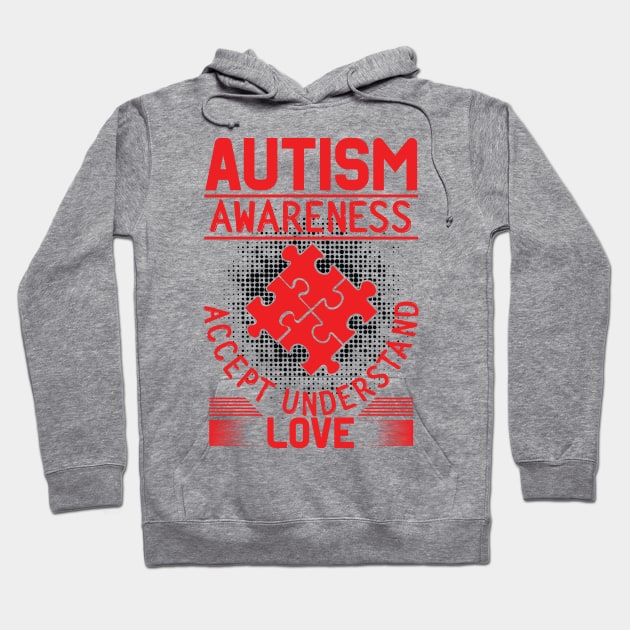 Autism Awareness Accept Understand Love Puzzle Piece Raising Awareness and Empathy Hoodie by All About Midnight Co